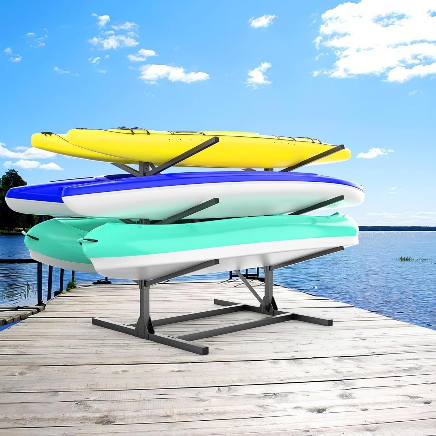WALMANN Garage Kayak Rack, Heavy-Duty 6-Tier Adjustable Freestanding Kayak Stand Metal Kayak Storage Rack