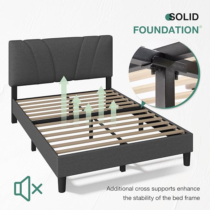 Novilla Queen Size Bed Frame Upholstered Platform Queen Bed Frame