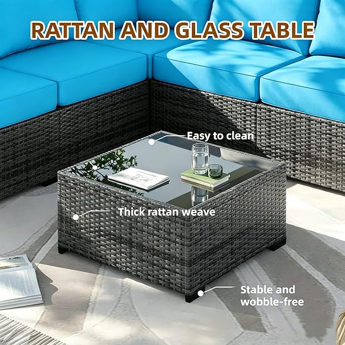 MOCHITO 5 Pieces Outdoor Patio Furniture Sets, All-Weather Sectional Sofa Grey