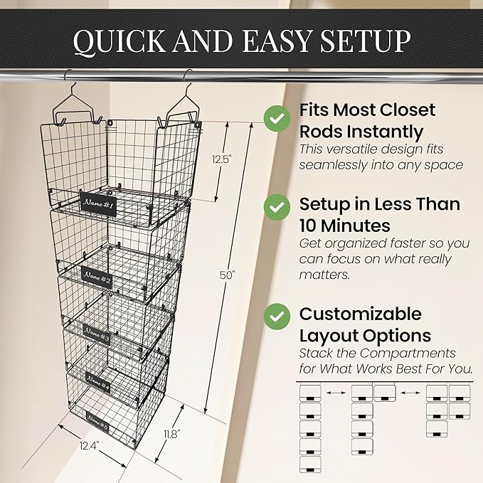 DECOLURE 5-Tier Adjustable Hanging Closet Organizer – Maximize Hanging Storage