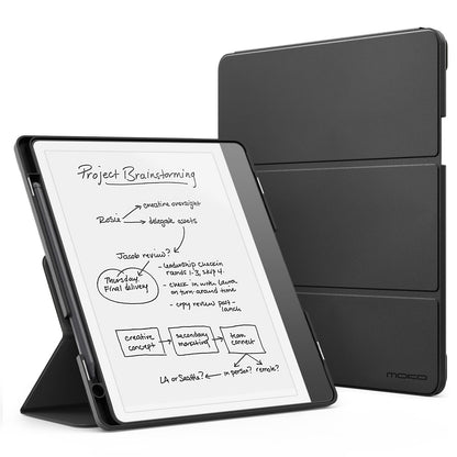 MoKo Stand Case for Kindle Scribe (2024/2022 Released) - Premium Leather Trifold Stand Cover with Pen Holder, Auto Sleep/Wake for 10.2" Amazon Kindle Scribe 2024/2022, Black