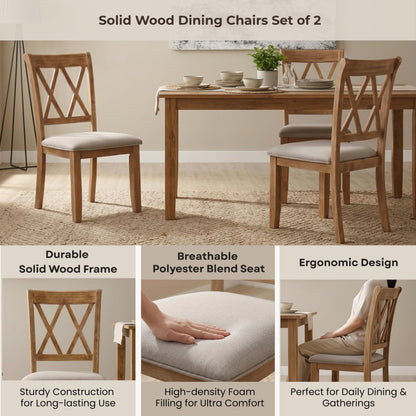 Roundhill Furniture Windvale Cross-Buck Wood 5-Piece Dining Set, Brown