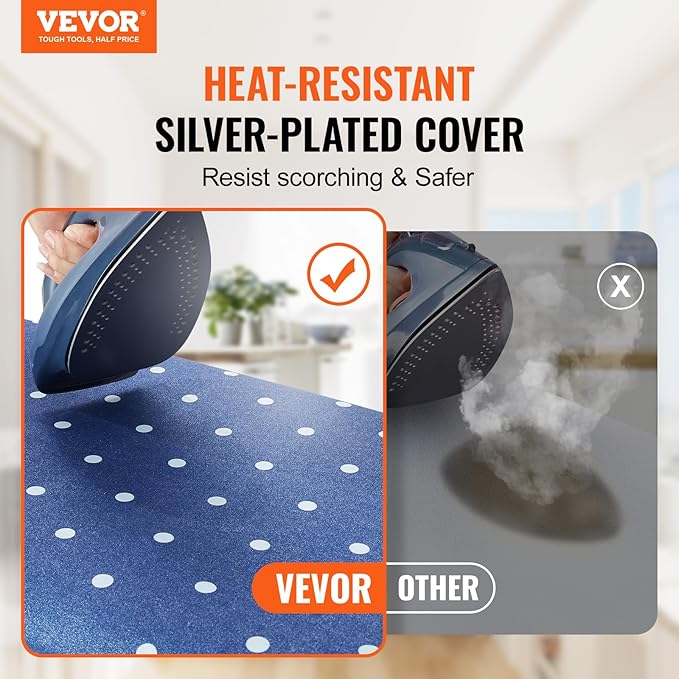 VEVOR Ironing Board with Bottom Storage Tray, Thickened 4 Layers Iron Board