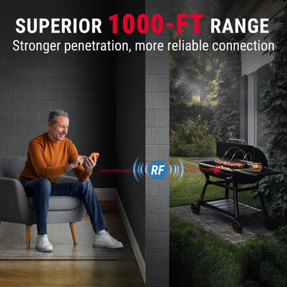 ThermoPro TP829 1000ft Wireless Meat Thermometer Digital for Grilling and Smoking, 4 Meat Probes Grill Thermometer for Outside Grill, BBQ Thermometer for Cooking Beef Turkey Smoker Accessories