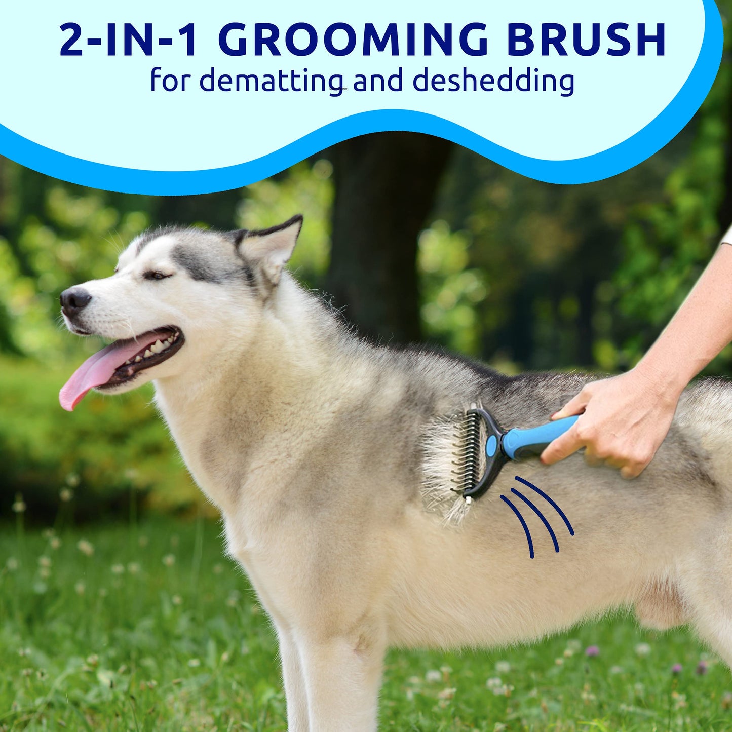 Pat Your Pet Cat & Dog Brush - Double Sided Undercoat Rake - Grooming and Deshedding Tool for Dogs and Cats with Medium or Long Hair
