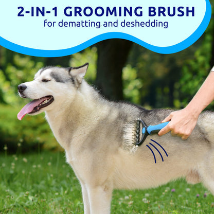 Pat Your Pet Cat & Dog Brush - Double Sided Undercoat Rake - Grooming and Deshedding Tool for Dogs and Cats with Medium or Long Hair