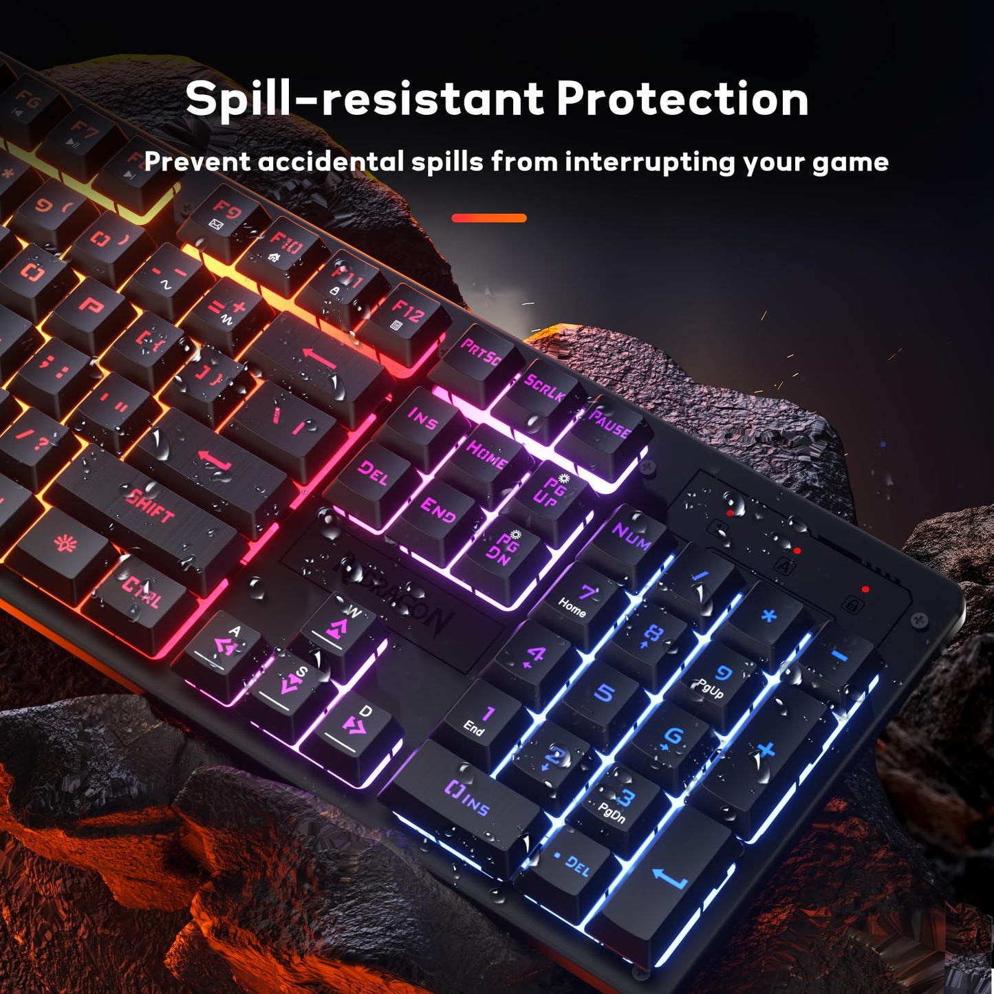 Redragon K521KS Wireless Gaming Keyboard, Tri-Mode BT/2.4G/USB-C RGB Mechanical Feeling Keyboard with Multimedia Keys, 4000mAh Battery, Anti-Ghosting, Compatible with PC - Upgrade