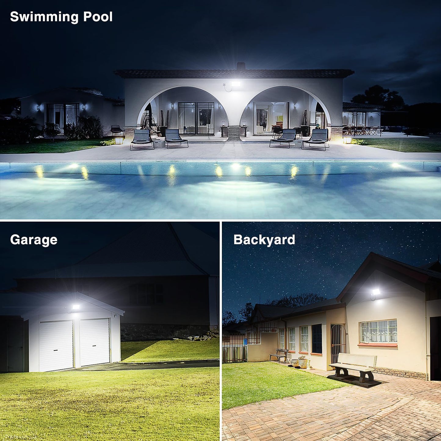 Onforu 300W Flood Lights Outdoor,30000lm Bright LED Work Light with Plug,Daylight White LED Stadium Lighrs,IP66 Waterproof Security Yard Lights for Yard Garage Stadium 2 Pack