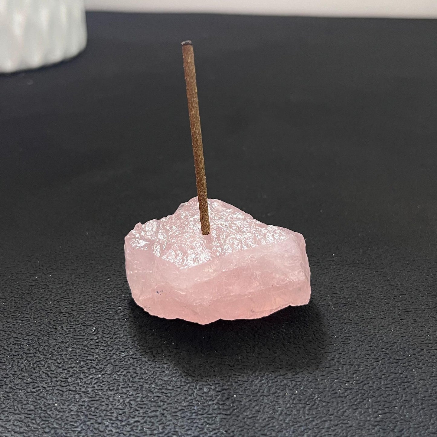Natural Raw Crystal Incense Holder Set - 3 Unpolished Amethyst/White Quartz/Pink Stone (3-5cm), Aromatherapy Gift for Meditation, Yoga & Home Decor, Healing Energy Stone