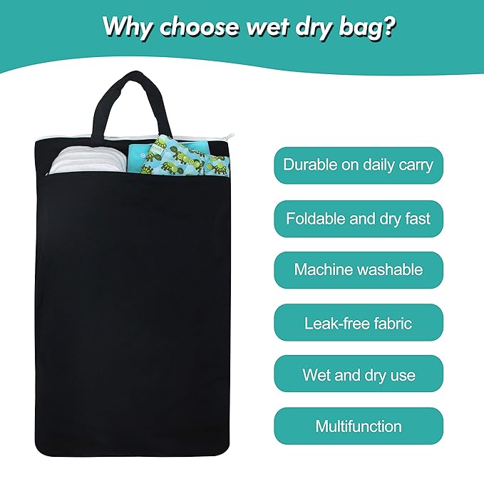 wegreeco Large Reusable Hanging Wet Dry Cloth Diaper Bag