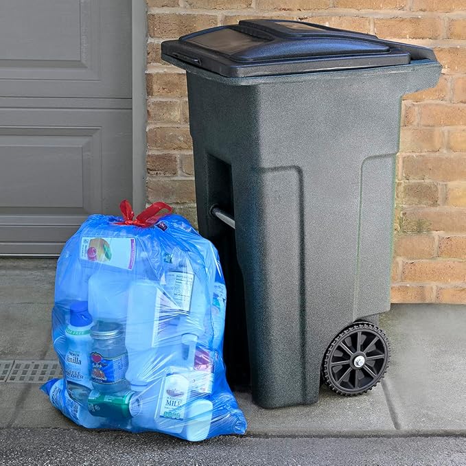 Amazon Basics Blue Recycling Trash Bags, 13 Gallon