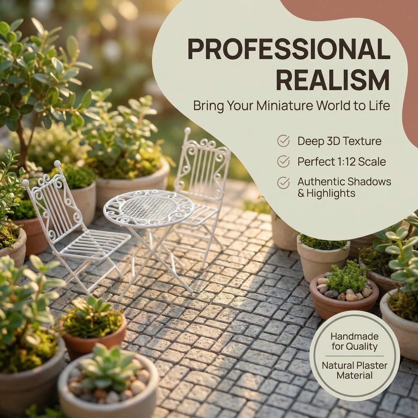 100pcs, Dollhouse Miniature Paving Stones, Tiles for Modeling, Fairy Garden, and Tabletop Terrain, REDUCIO!