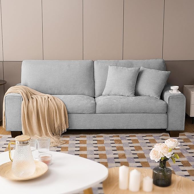 DOPEDIO Modern Loveseat Sofa for Living Room, Chenille Recliner, Removable Cover