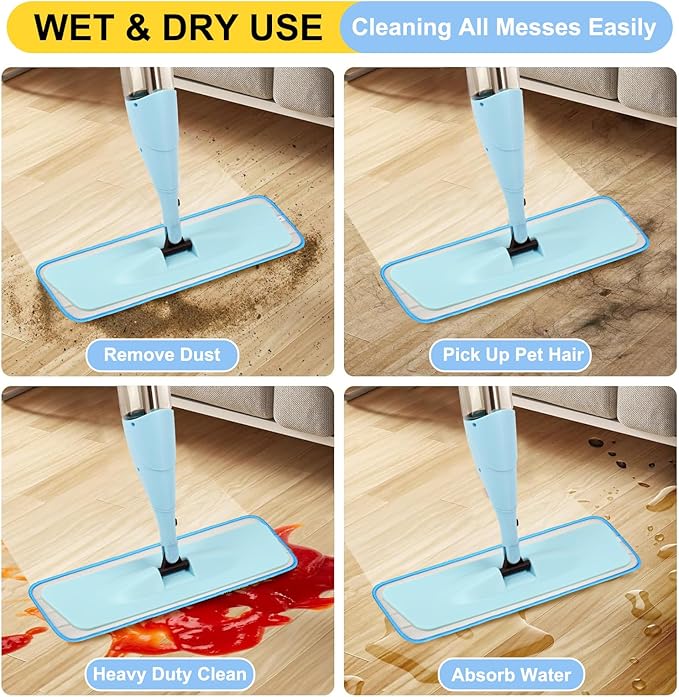 16.5 inch Reusable Mop Pads Microfiber Spray Mop Replacement Heads