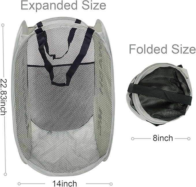 Larpur Pop Up Laundry Baskets, 2 Pack Mesh Laundry Hampers Collapsible Clothes