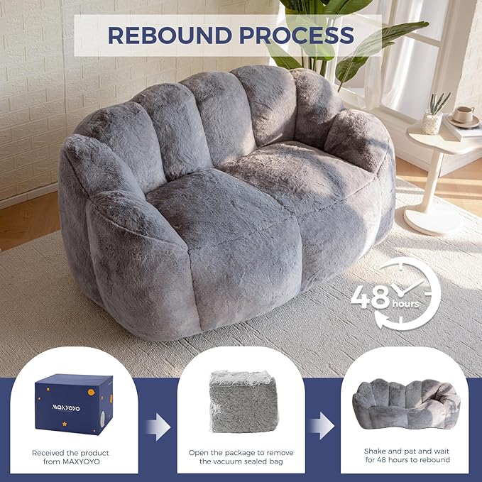 MAXYOYO Bean Bag Chair for Adults, Loveseat Floral Shaped Bean Bag Sofa
