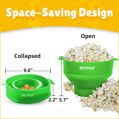 The Orginal HotPop Silicone Popcorn Maker - Microwave Popcorn Popper with Handles - Collapsible Bowl, Heat-Resistant, Easy to Clean, Ideal for Family Movie Nights, 15-Cup Capacity - Red