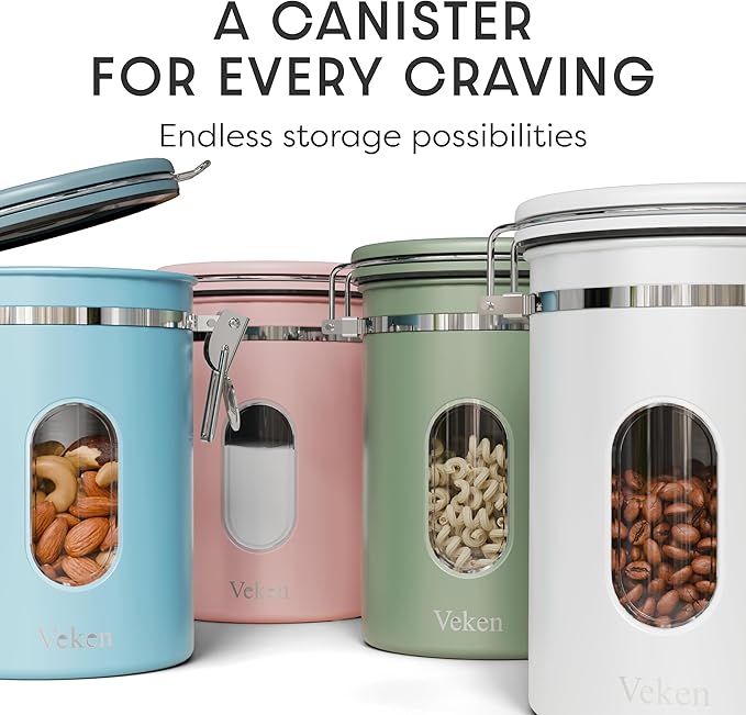 Veken Coffee Canister with Window, Easter Gifts Airtight Stainless Steel