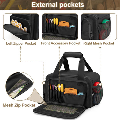 Rexmica 12-Inch Tool Bag with Anti-friction Bottom, Hand Tool Storage Organizer Bag for Men, Tactical Range Bag, Multi-purpose Work Tote for Repairman, Electrician, Carpenters, Handyman, Black