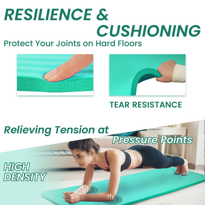 Signature Fitness Yoga Mat,Pilates & Exercise Mat,Extra Thick 1" High-Density Foam Workout Mat with Easy-Cinch Carrying Strap for Home & Gym Workouts,Aqua