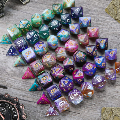 Surhugvy DND Dice Set, 7 X 7 (49 Pieces) Polyhedral Dice Set for Dungeons and Dragons DND RPG MTG Table Games with 7 Pack Black Bags