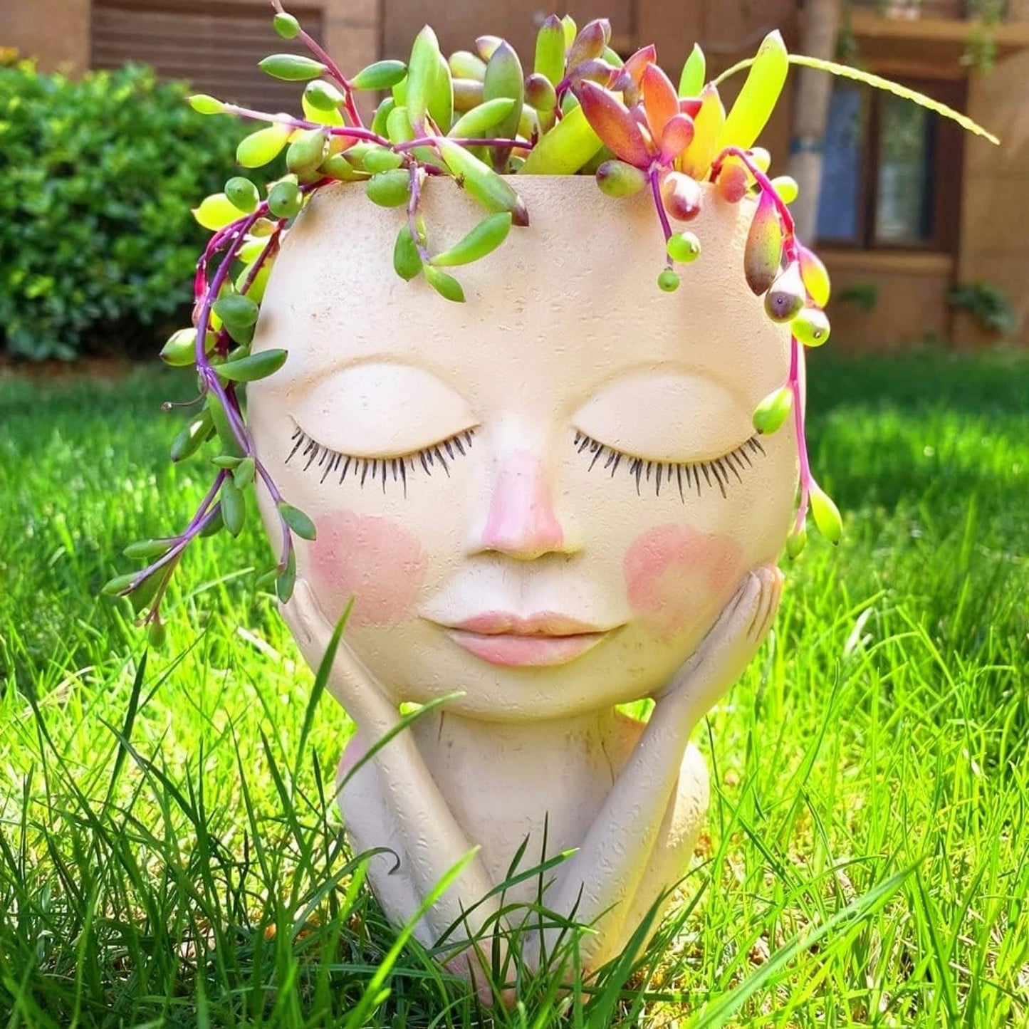 JTZXJJX Face Planters Pots Head,Cute Succulents Plants Planters,Creative Resin Pots with Drainage Hole,Ideal Vase Gifts for Indoor Outdoor Garden Decor