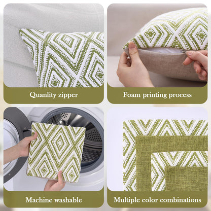 HPUK Decorative Throw Pillow Covers Set of 4 Square Couch Pillows Linen Cushion Cover for Couch Sofa Living Room, 18"x18" inches, Blue