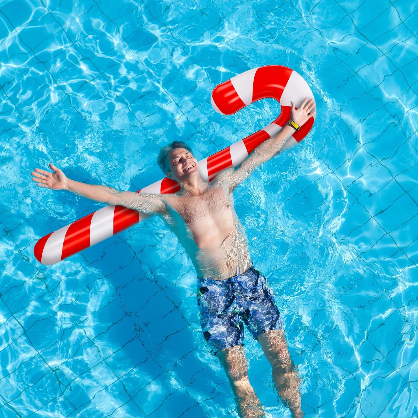 Rotatingpals 6 Pcs 6.17 ft Christmas Pool Floats Inflatable Candy Canes Jumbo Christmas in July Decorations Large Inflatable Pool Noodle Blow up Candy Cane Balloons for Xmas Ornaments Yard Garden Lawn