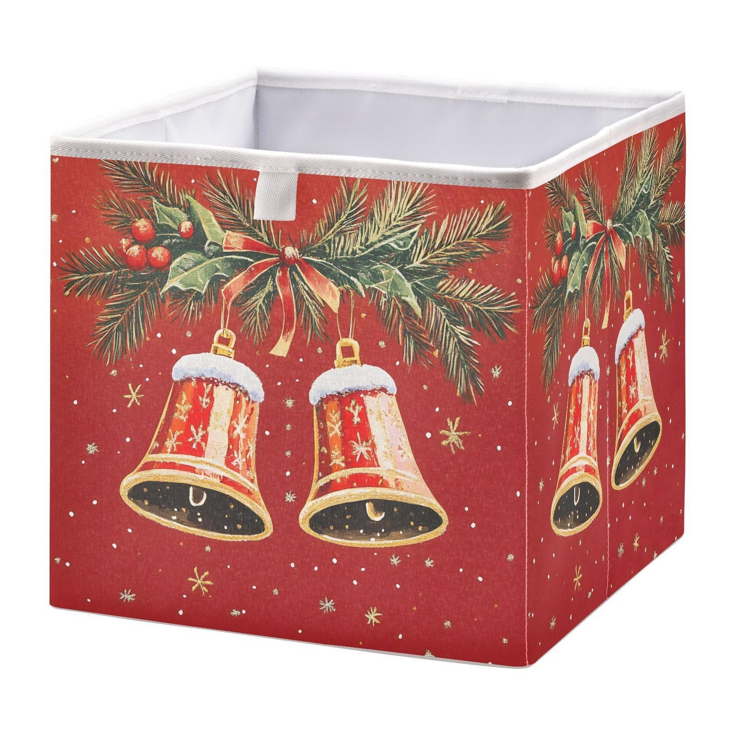 senya Large Storage Bins Christmas Bells Collapsible Foldable Storage Cubes Fabric Basket Closet Organizer Containers Box for Home Bedroom Office 15.7 x 10.6 x 6.9in
