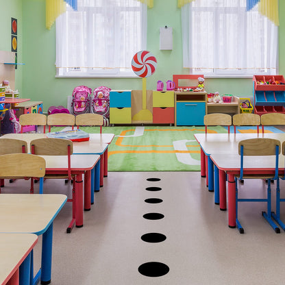 6Inch Vinyl Floor Stickers for Classroom IKAYAS Black Self Adhesive Dots Line Up Spots 36pcs Removable Decals Markers for Preschool and Kindergarten Elementary