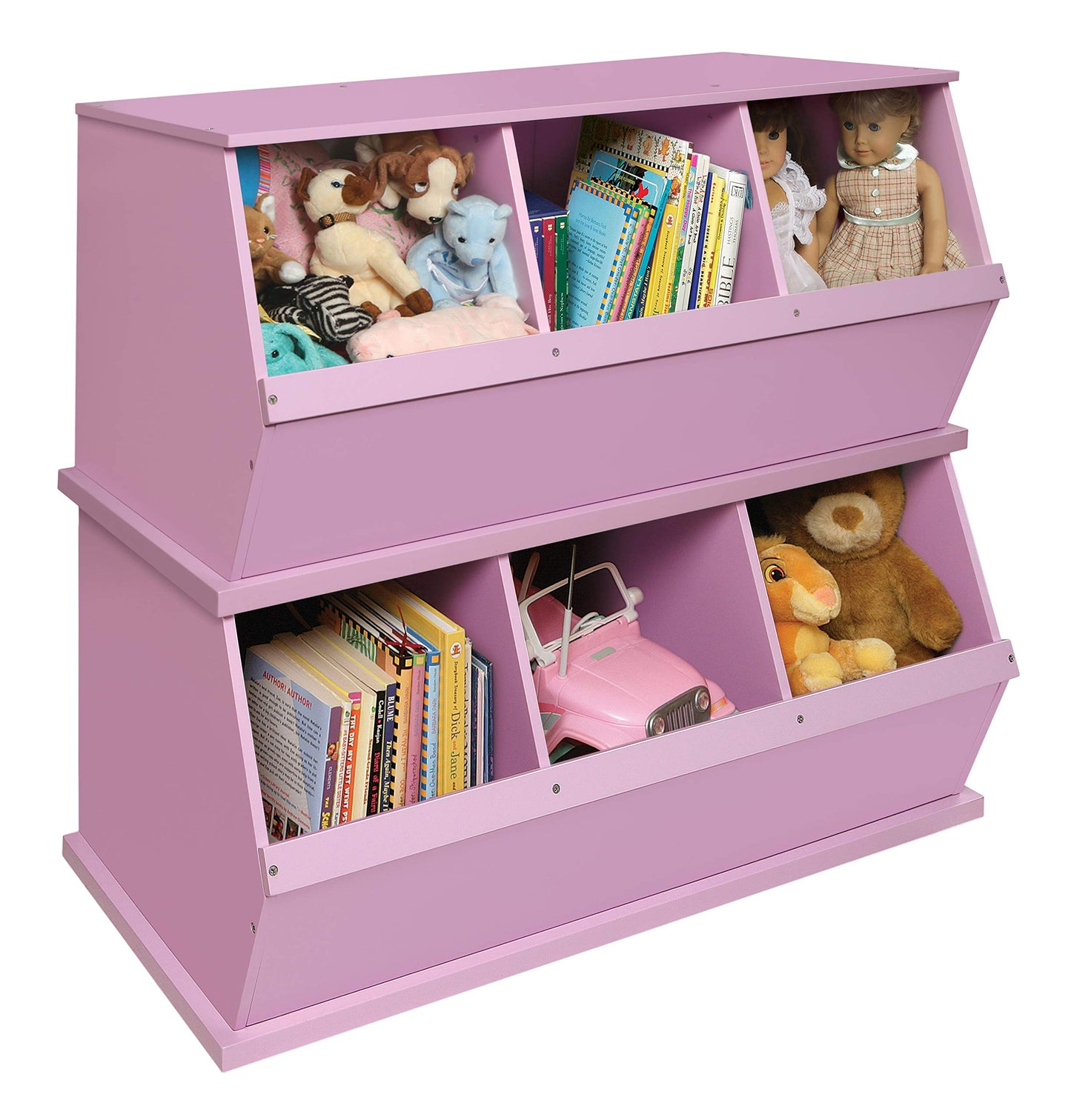 Badger Basket Stackable 3-Bin Storage Cubby - Modular Toy and Craft Organizer with Wide Mouth Bins, Expandable Design, Solid Panel Construction - Compatible with Other Units - Lilac