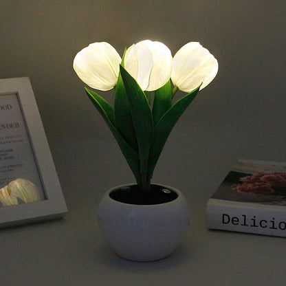 Naimo Tulip Night Light Rechargeable LED Night Lamp Flower Table Lamp for Bedroom Living Room Birthday Party Desktop Home Decor