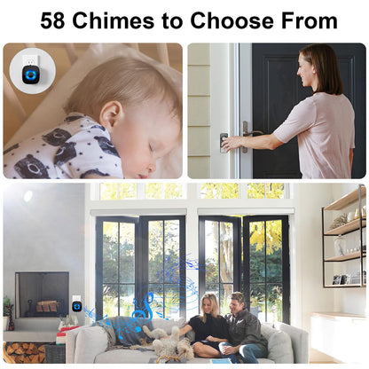 Wireless Doorbell - PHYSEN Door bell Chimes with Mute Mode - 58 Ringtones&5 Volume Levels Operating at 1300-ft Range LED Strobe, 2 Transmitters+3 Receivers Waterproof Doorbell Kit for Home/Classroom