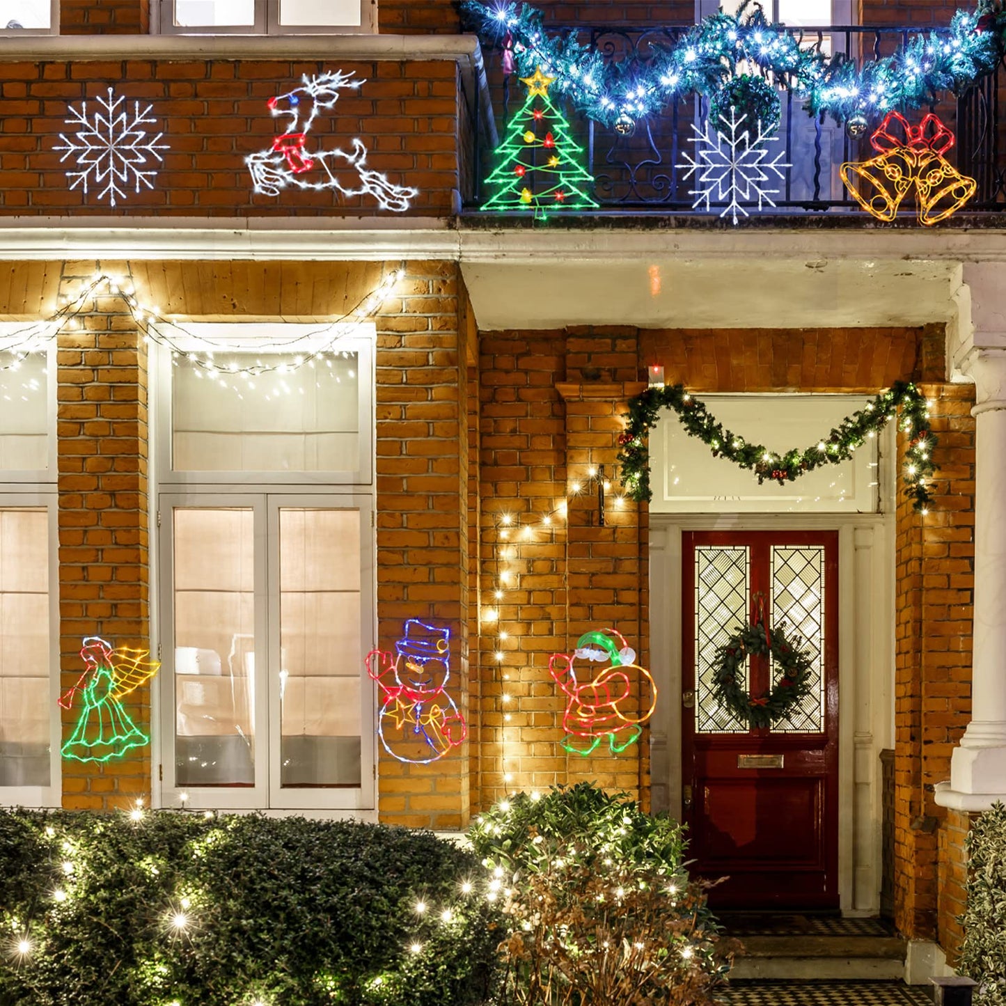 TRWYMZ 16" Christmas Window Silhouette Lights - 6 Pack Colour Lighted Bell, Angel, Candle, Nativity, Bethlehem Star, Reindeer for Holiday Indoor and Outdoor Wall Door Window Decorate