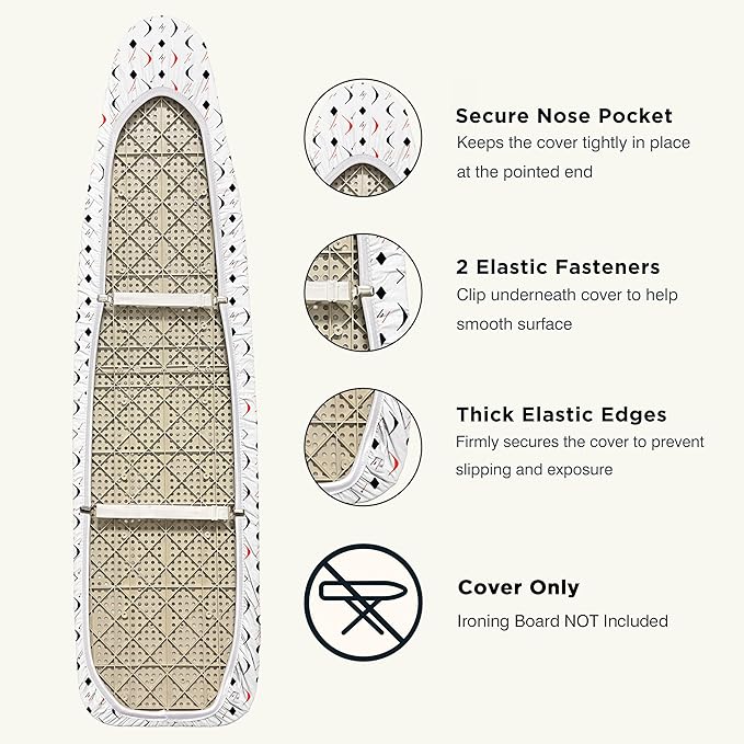 Ironing Board Cover and Pad 15"x54" Extra Thick Natural Cotton, Scorch and