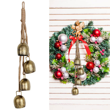Handmade Chimes Handheld Cow Bell Christmas Decorations for Christmas Tree Garland Doors for Women Mom Gifts Gold Bells Ornaments Decorations