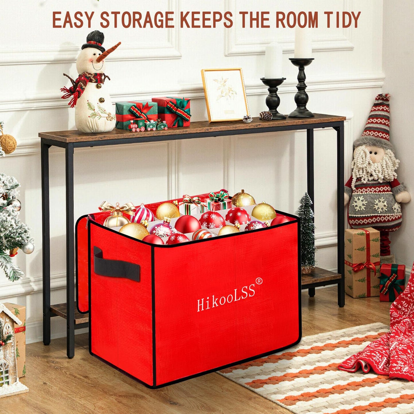 HikooLSS Christmas Ornament Storage Box - Stores up to 72 Holiday Ornaments