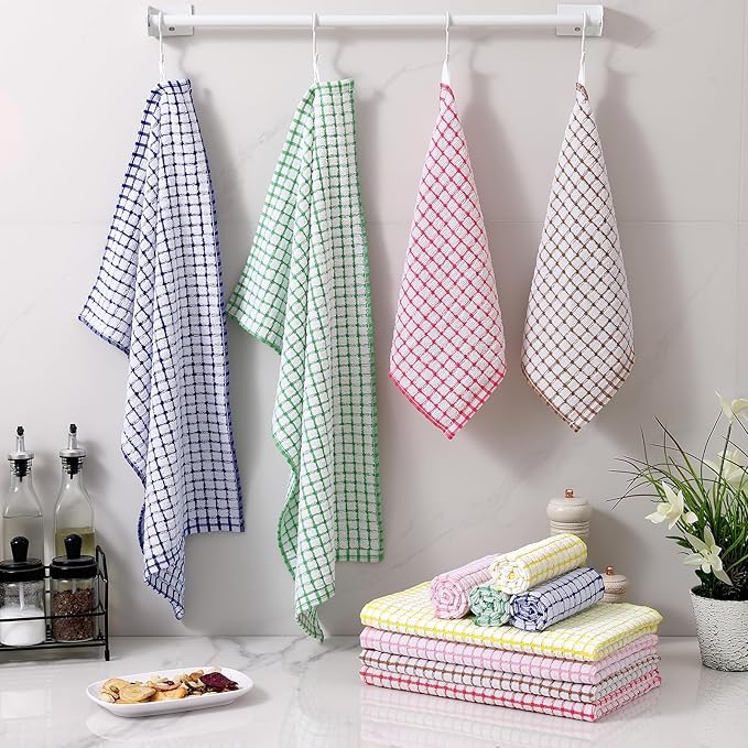 Homaxy Kitchen Towels and Dishcloths Set, 16 x 25 and 12 x 12 Inches, Super