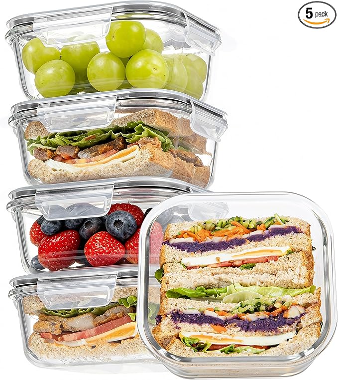 Vtopmart 5Pack 27oz Glass Storage Containers