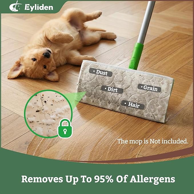 Eyliden 24-Count Disposable Wet Mop Pads Refills, Pre-Moistened