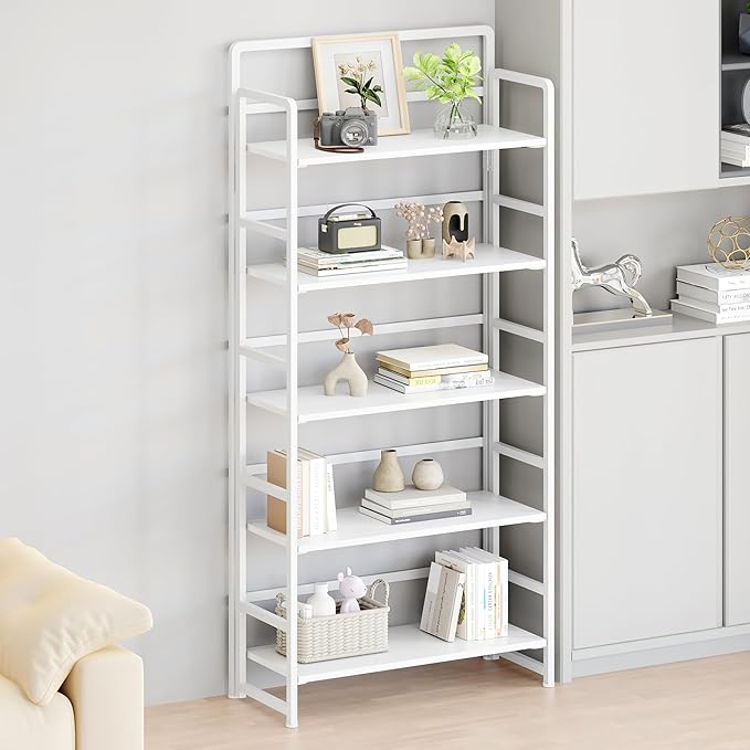 No Assembly Folding Bookshelf, 5 Tiers Collapsible Book Shelf