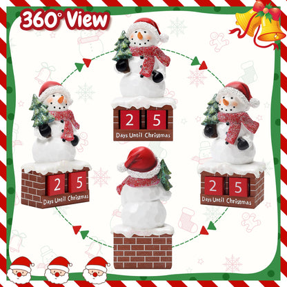 Snowman Statue for Christmas Decorations-Days Until Christmas Countdown Calendar,Xmas Snowman Figurines Decor for Shelf Table Mantel,Winter Holiday Home Decorations Indoor,Xmas Gifts