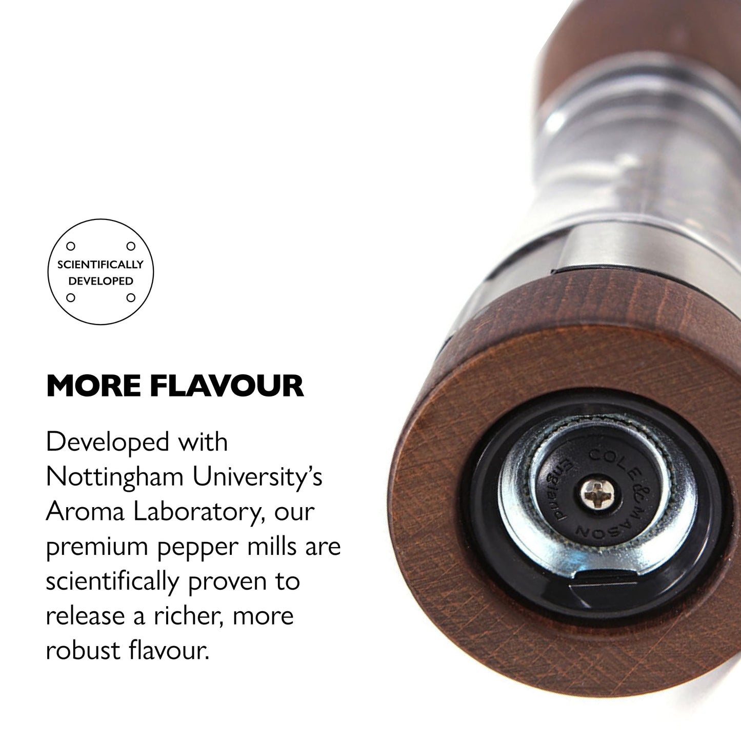 Cole & Mason Derwent Pepper Mill - Refillable Pepper Grinder with Gourmet Precision Mechanisms - Kitchen Accessories for Cooking - Black Peppercorn Grinder for Seasoning - Pepper Mill, Forest Wood