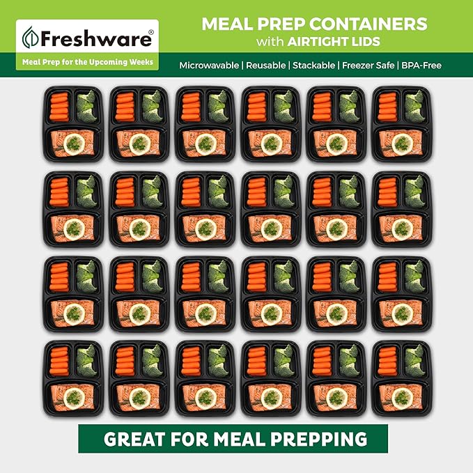 Freshware Meal Prep Containers 3 Compartment
