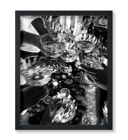 Poster Master Cocktail Party Poster - Cheers Print - Alcohol Art - Bar Cart Print - Black and White Design - Photography Illustration - Kitchen or Restaurant Wall Decor - 8x10 UNFRAMED Wall Decor