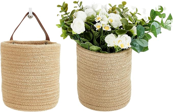 2pack Small Hanging Basket-Cotton Rope Wall Basket