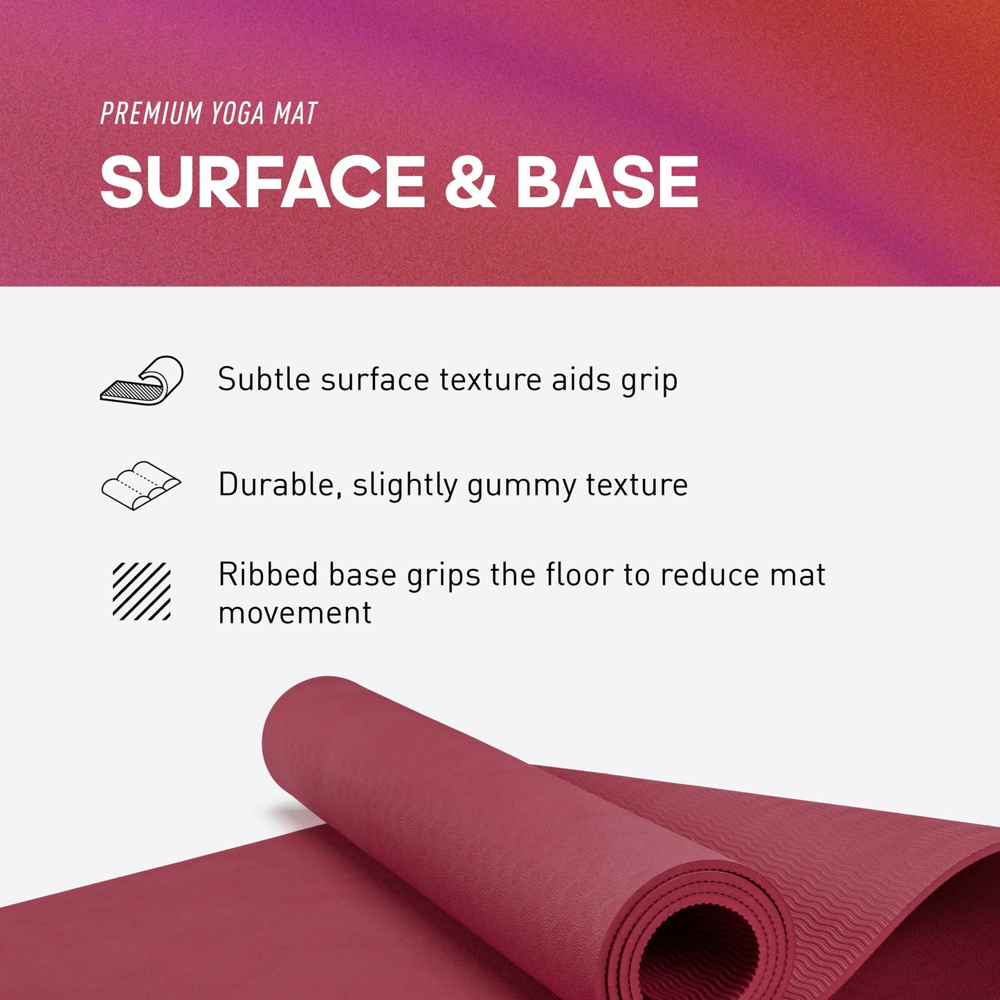adidas Premium Yoga Mat, Firm-Density Workout Mat, 5 mm