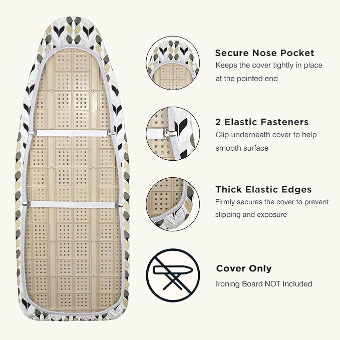 Ironing Board Cover and Pad 18"x49" Extra Thick Natural Cotton, Scorch and