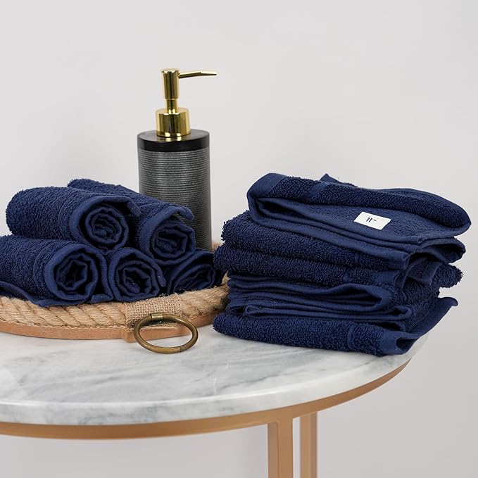Tens Towels Pack of 60 Washcloths, 12 x 12 Inches, Lighter Weight, Quick to Dry