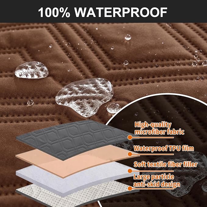 Genina Waterproof Loveseat Recliner Cover Non-Slip, Sofa Cover
